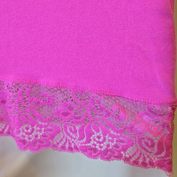 Express Y2K Lace Trim Tank Top Size Medium Pink Shelf Bra Barbie Coquette Girlie - Picture 6 of 16